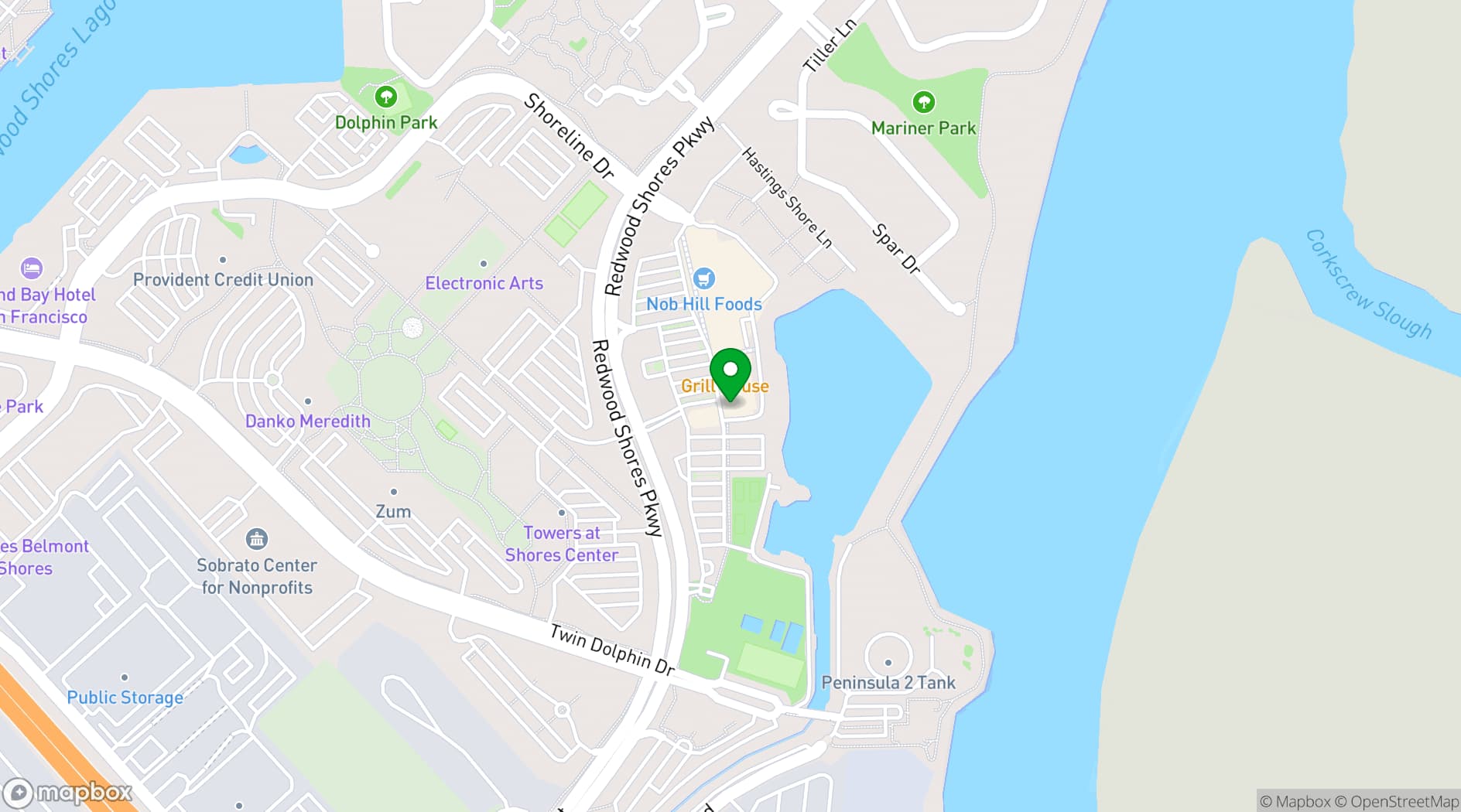 Map showing Amici's East Coast Pizzeria