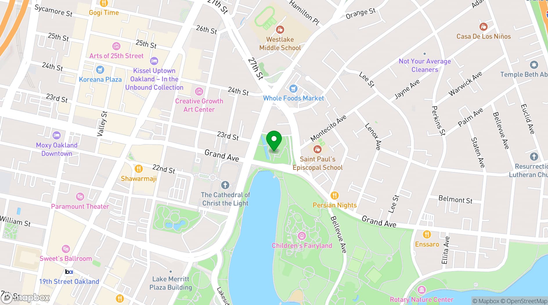 Map showing Lake Merritt Dance