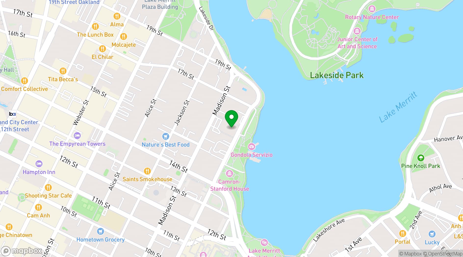Map showing Oakland Scottish Rite Center