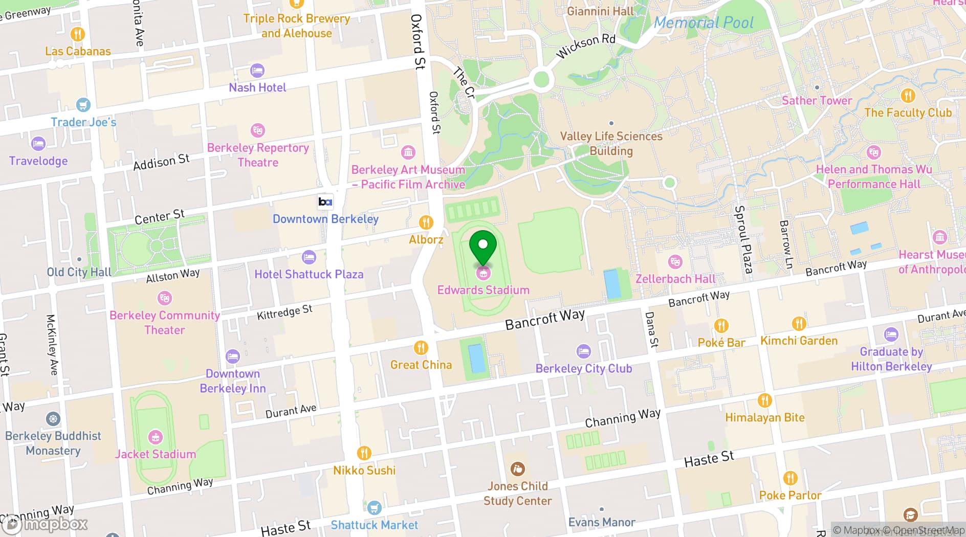 Map showing Edwards Stadium