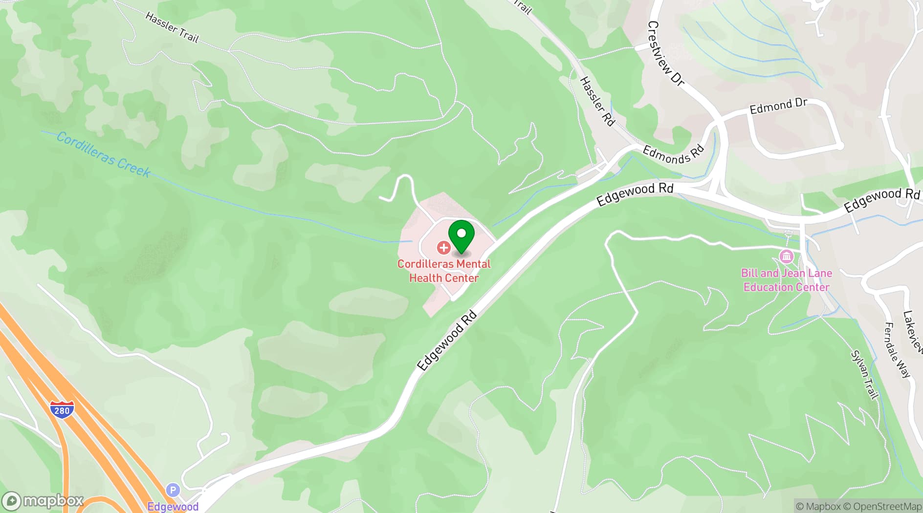 Map showing Cordilleras Health Campus