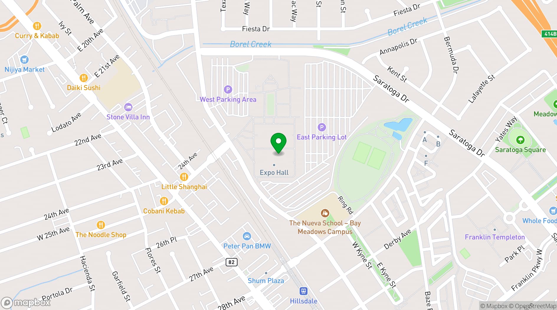 Map showing San Mateo County Event Center