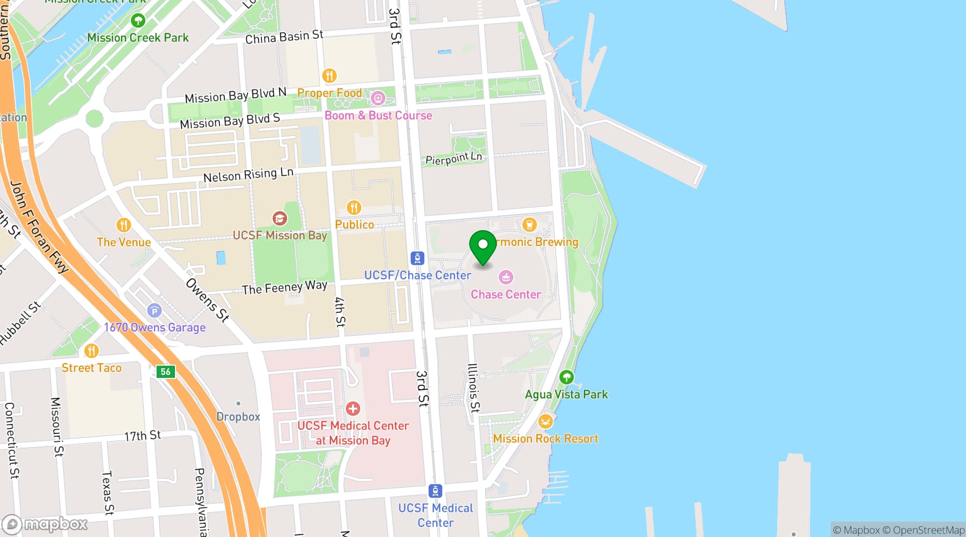 Map showing Chase Center