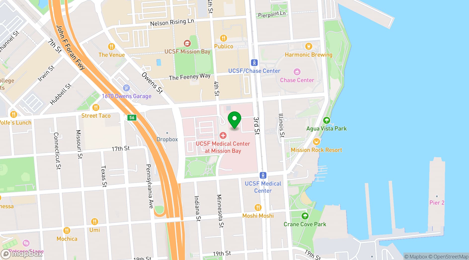Map showing STEM Kitchen + Garden