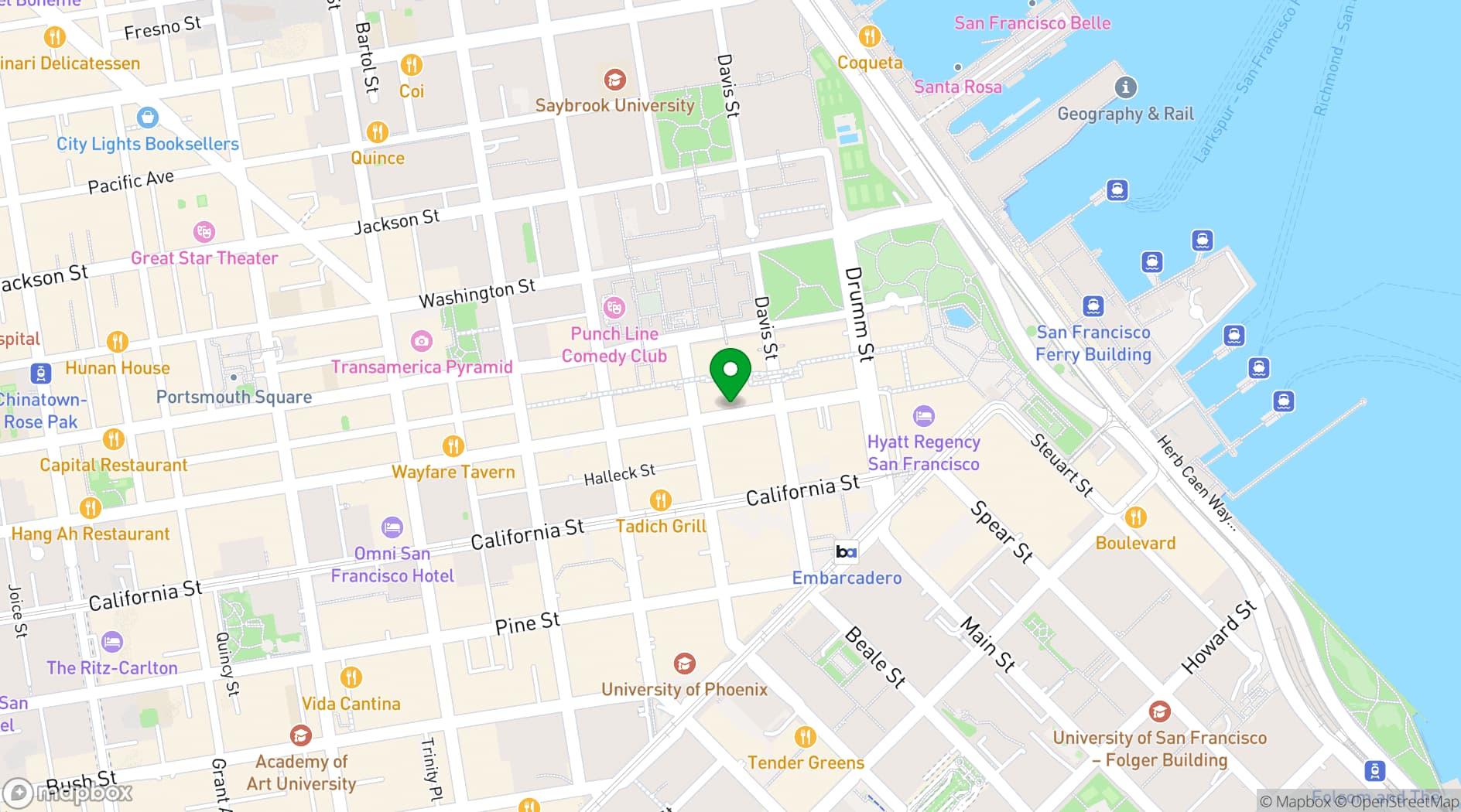 Map showing Embarcadero Center Conference Center