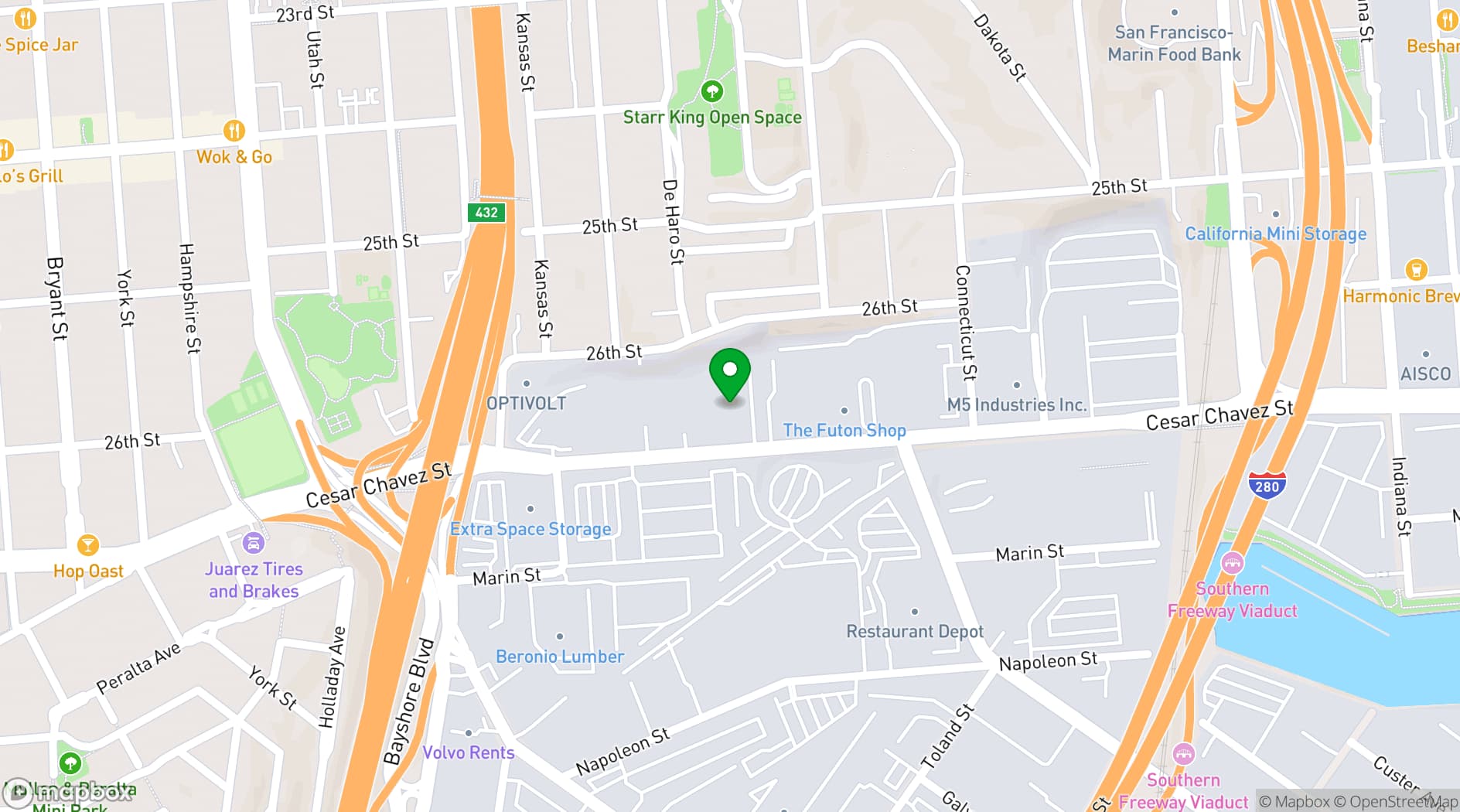 Map showing Secret Studios