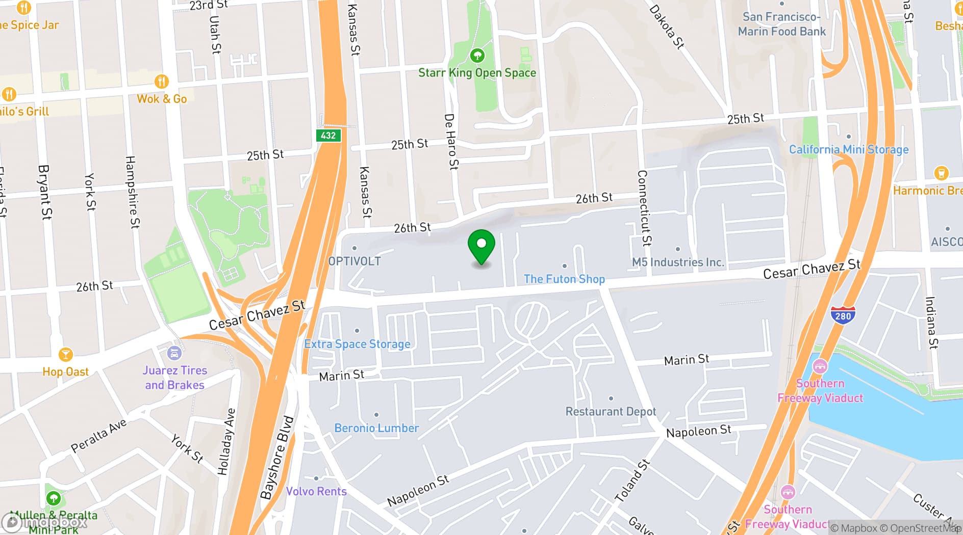 Map showing Get Reel Recording Studio