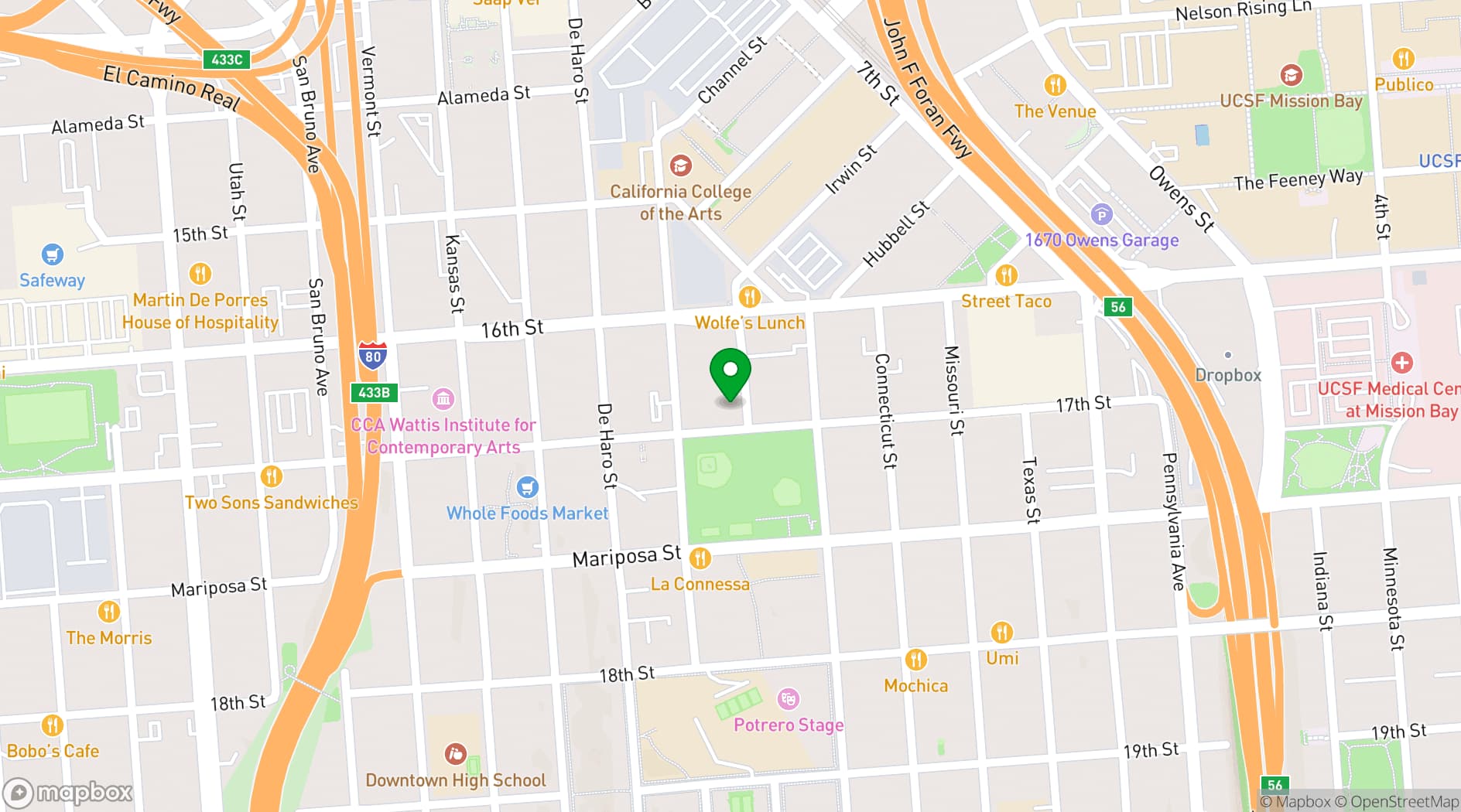Map showing Thee Parkside