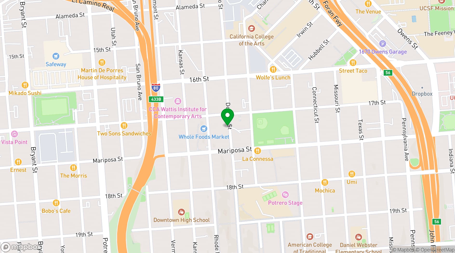 Map showing VILLA FONTAINE SAN FRANCISCO