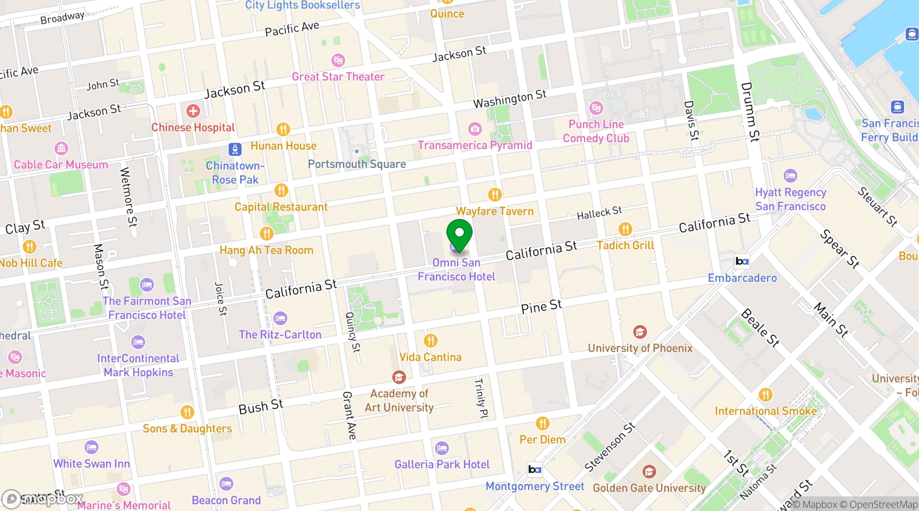 Map showing Omni San Francisco Hotel
