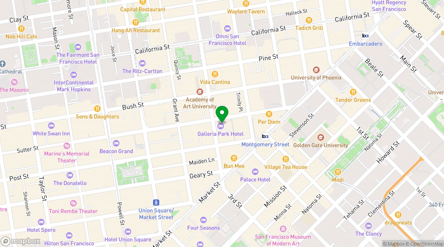 Map showing Galleria Park Hotel