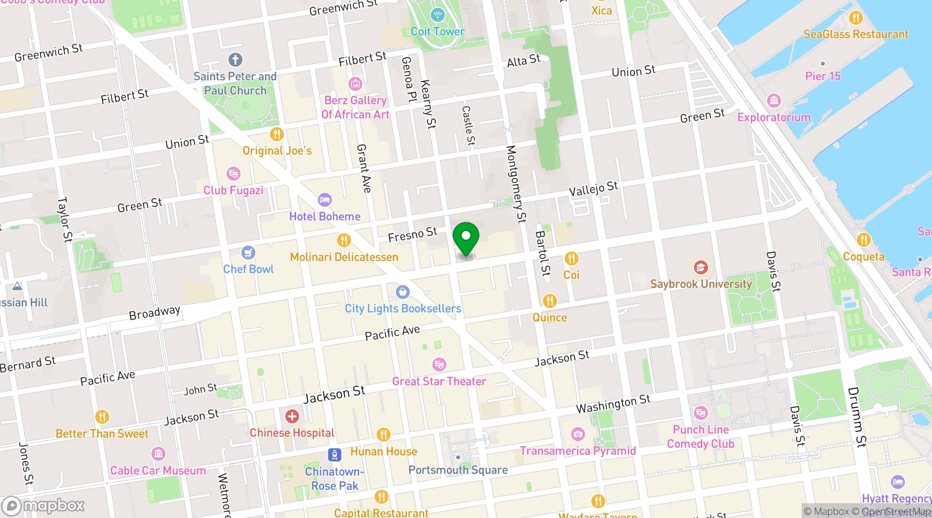 Map showing Green Tortoise Hostel