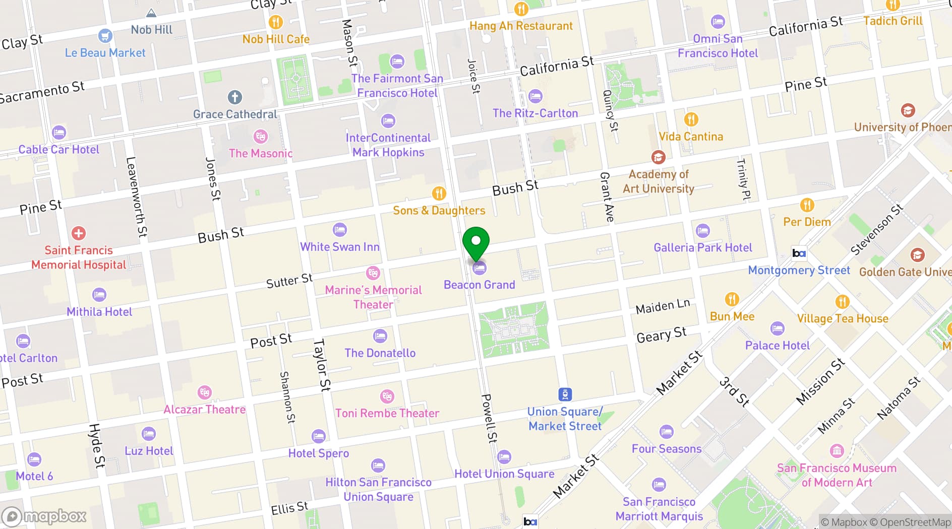 Map showing The Curran San Francisco