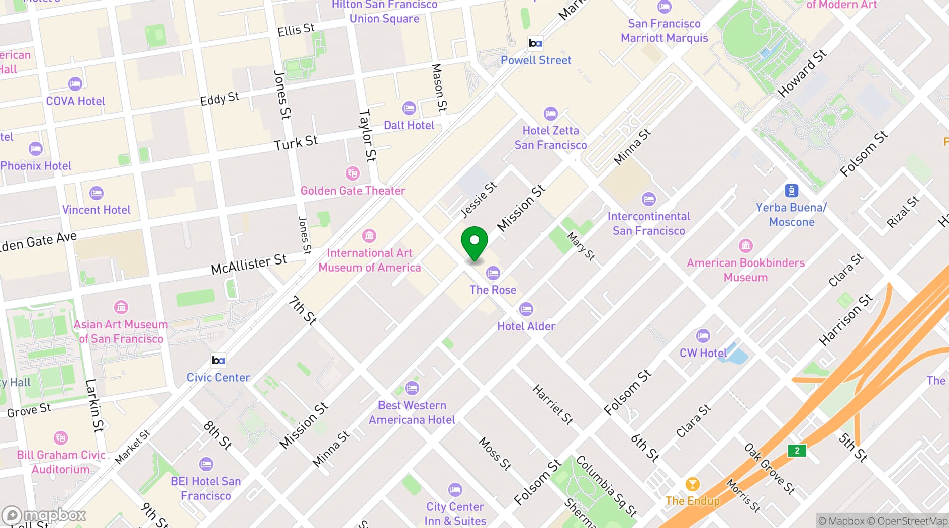 Map showing MONARCH SF