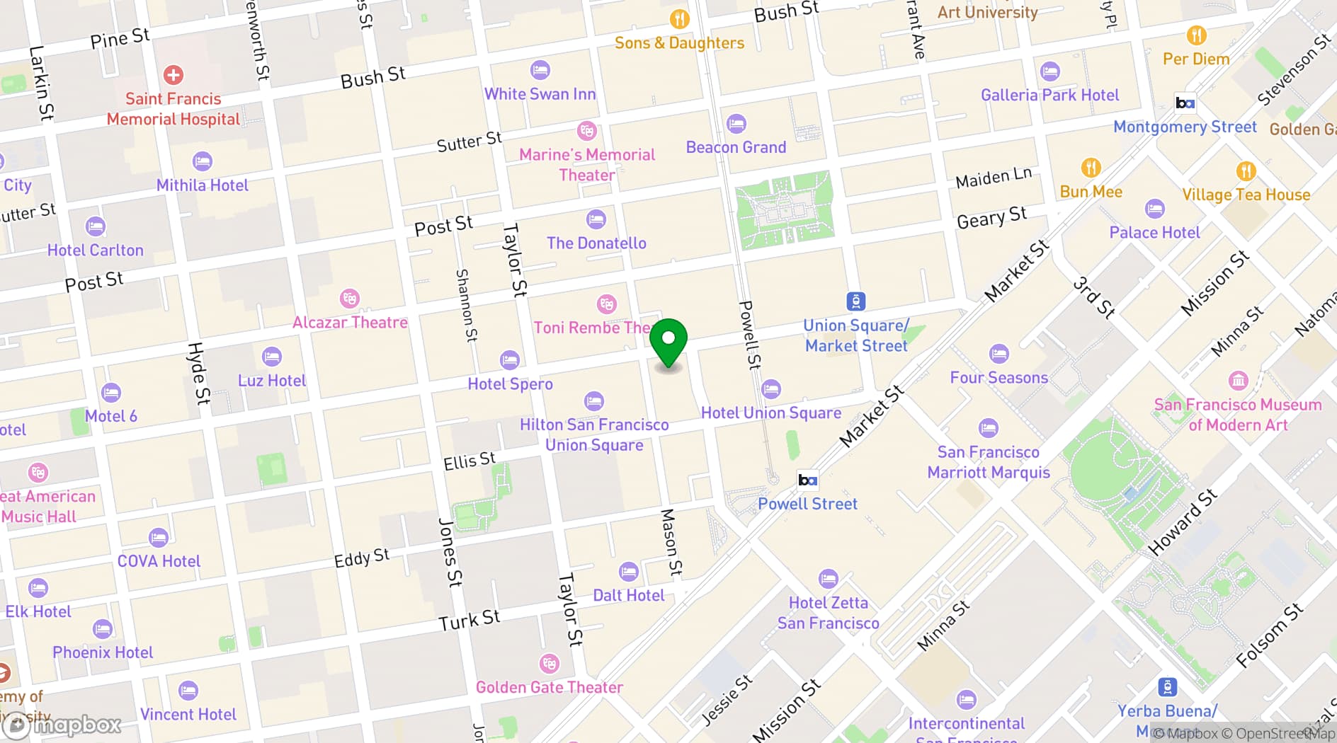 Map showing Feinstein's at the Nikko