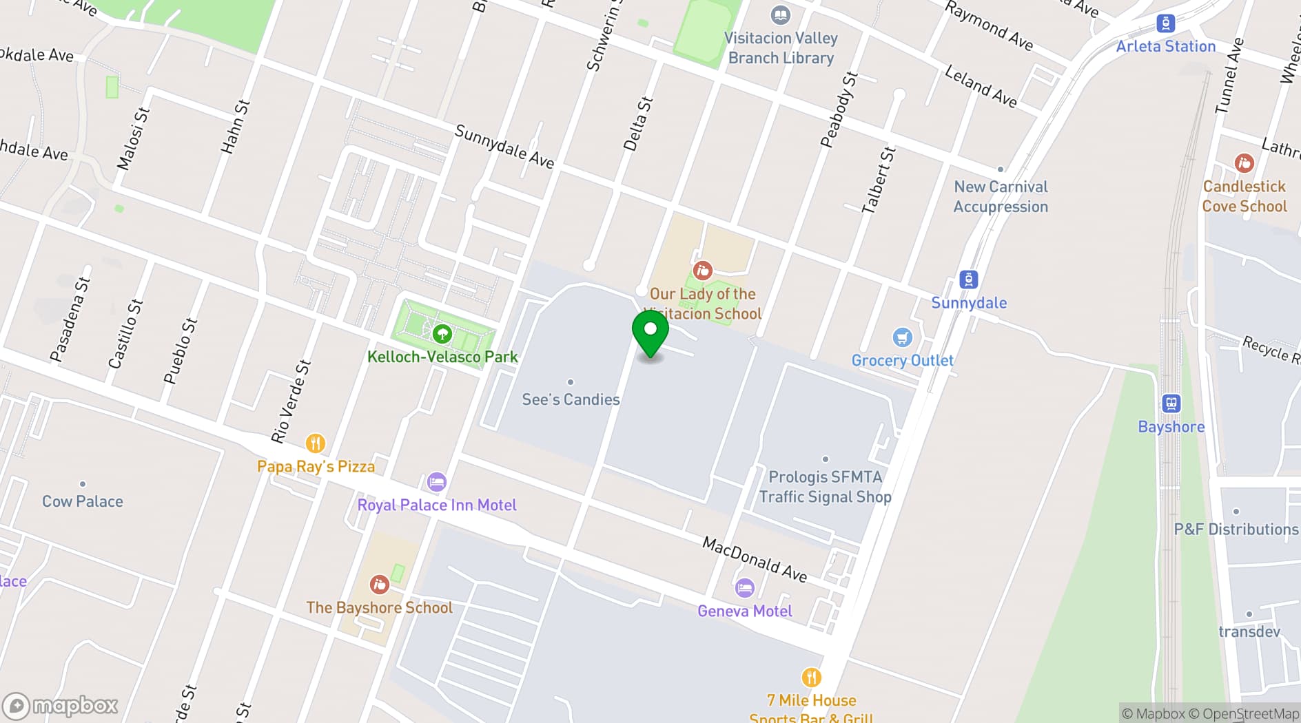 Map showing Abbey Party Rents