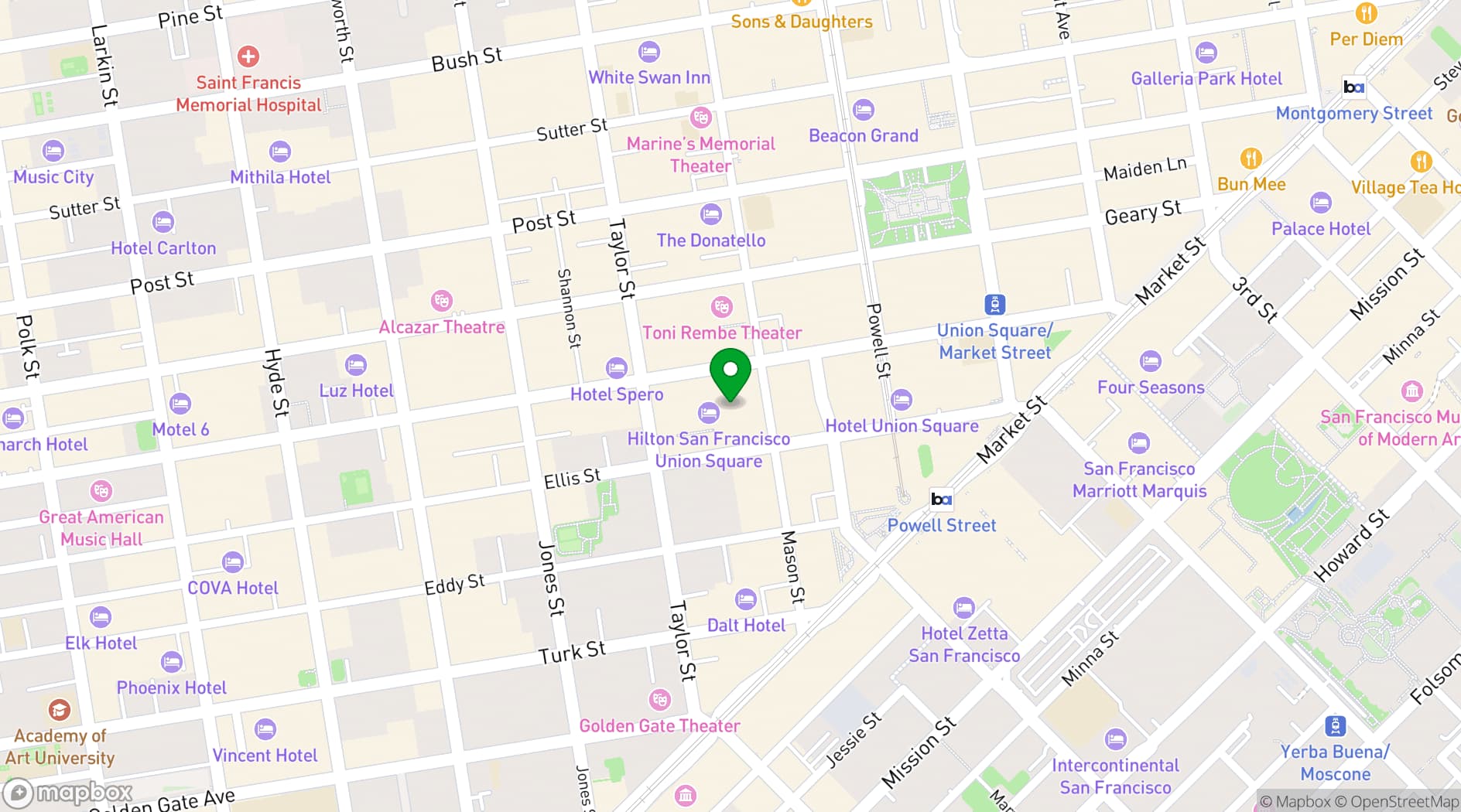 Map showing Hilton San Francisco Union Square
