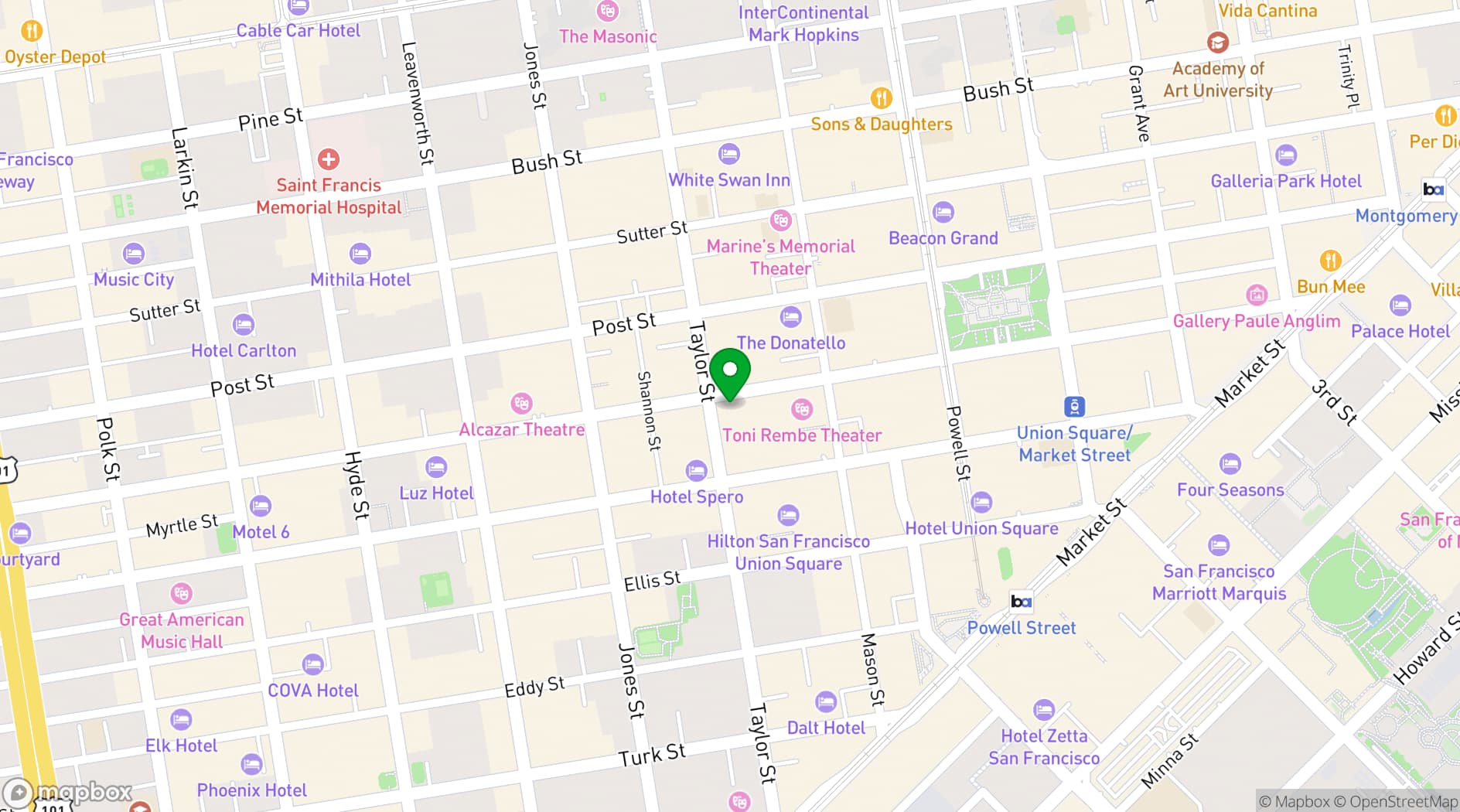Map showing The Clift Royal Sonesta San Francisco