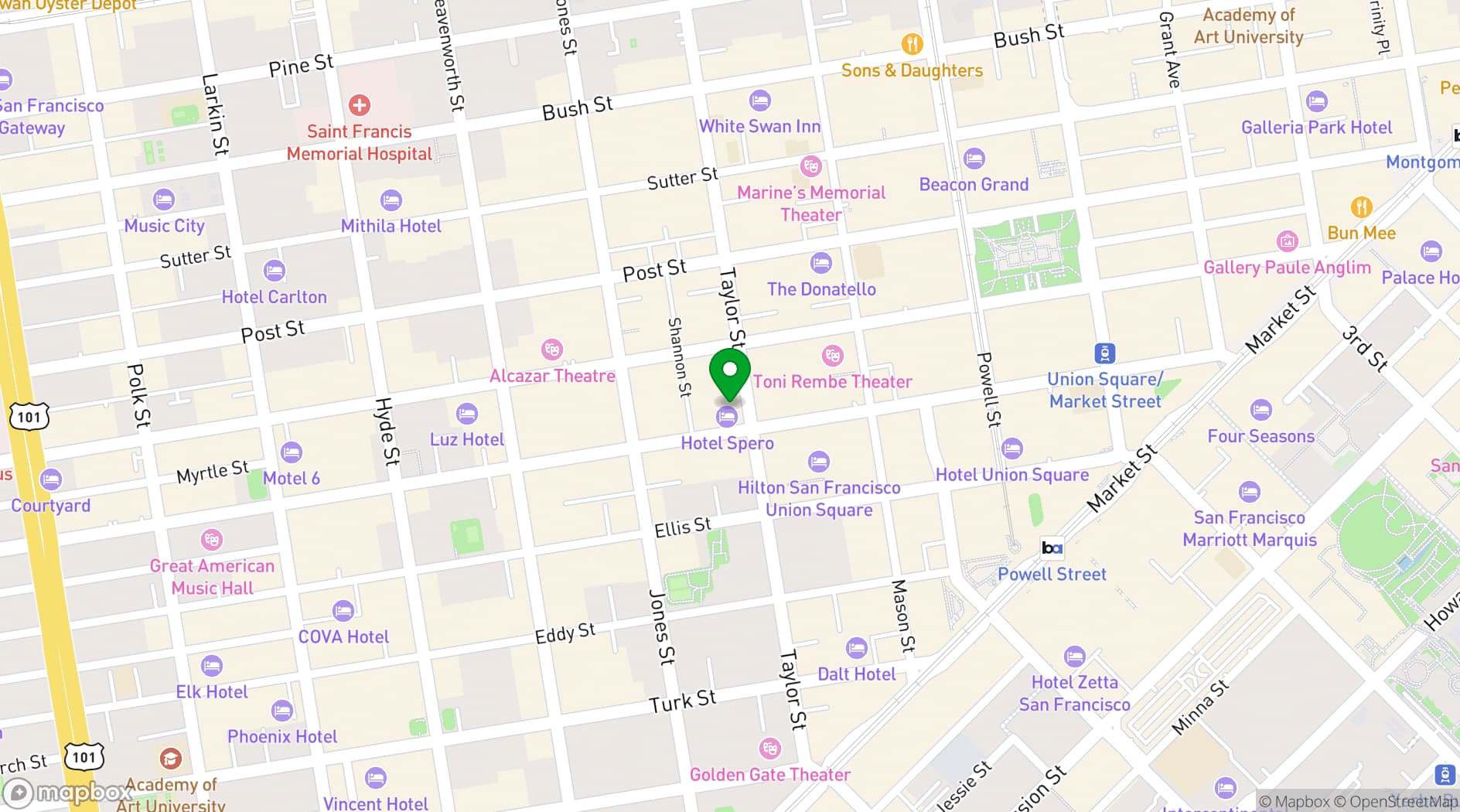 Map showing Hotel Spero