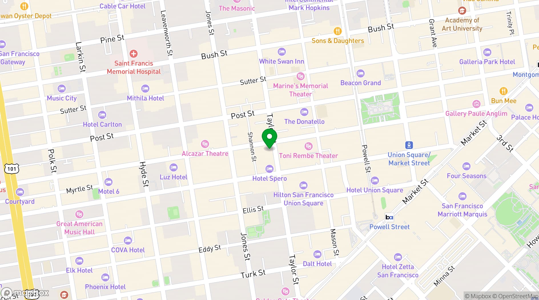 Map showing The Marker