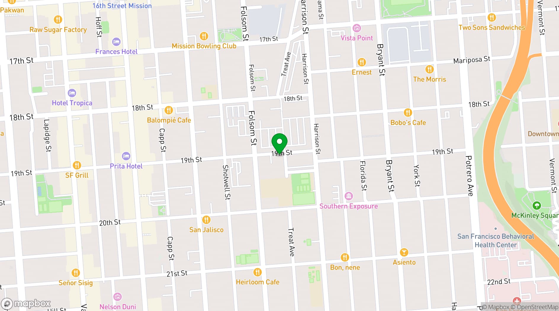 Map showing ODC Theater