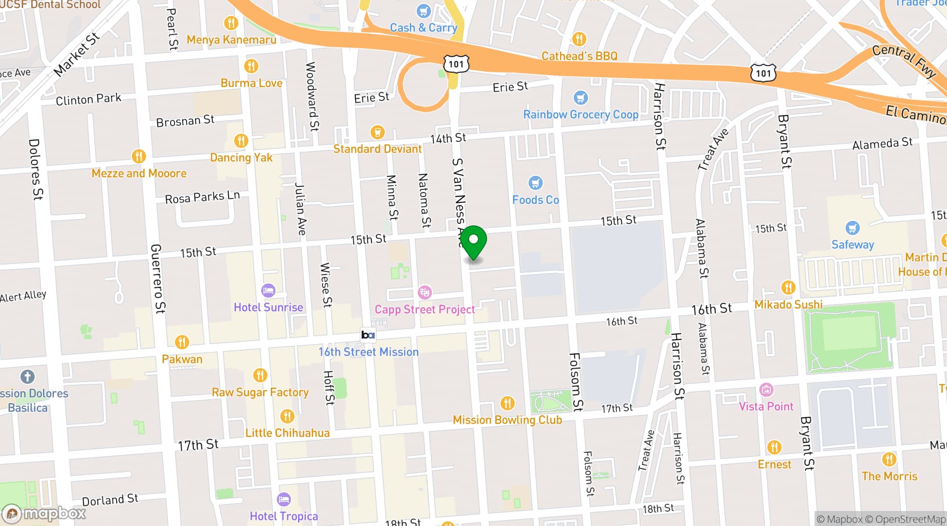 Map showing Flying Pig Bistro & Pub