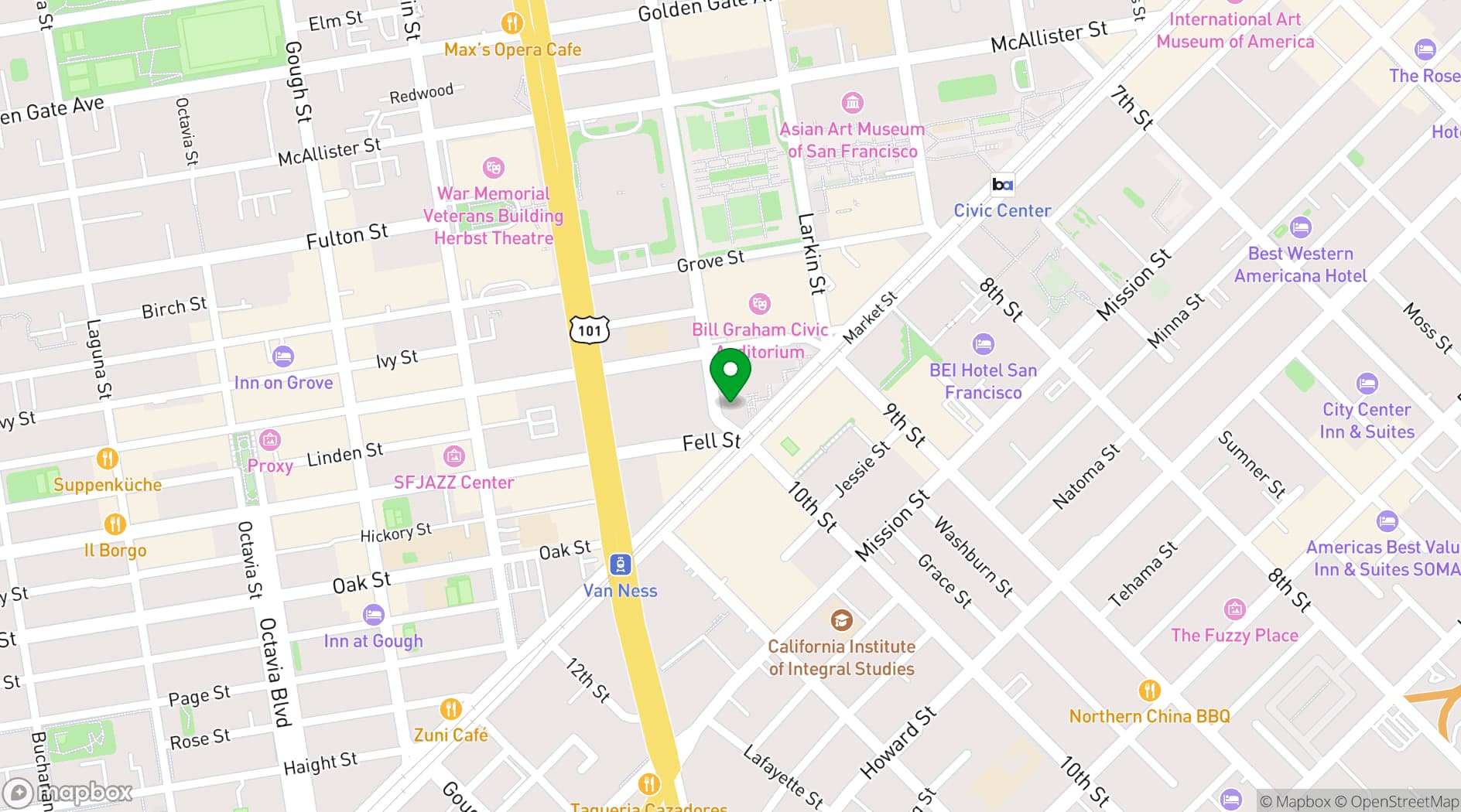 Map showing 1390 Market Street