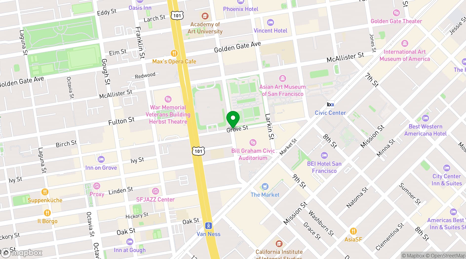 Map showing Bill Graham Civic Auditorium