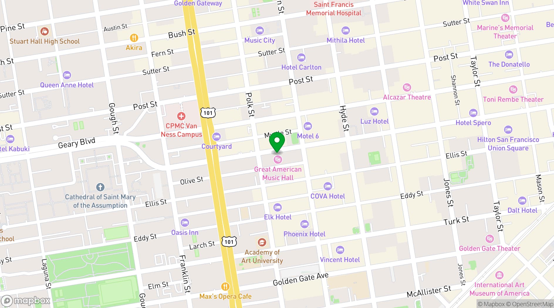 Map showing Great American Music Hall