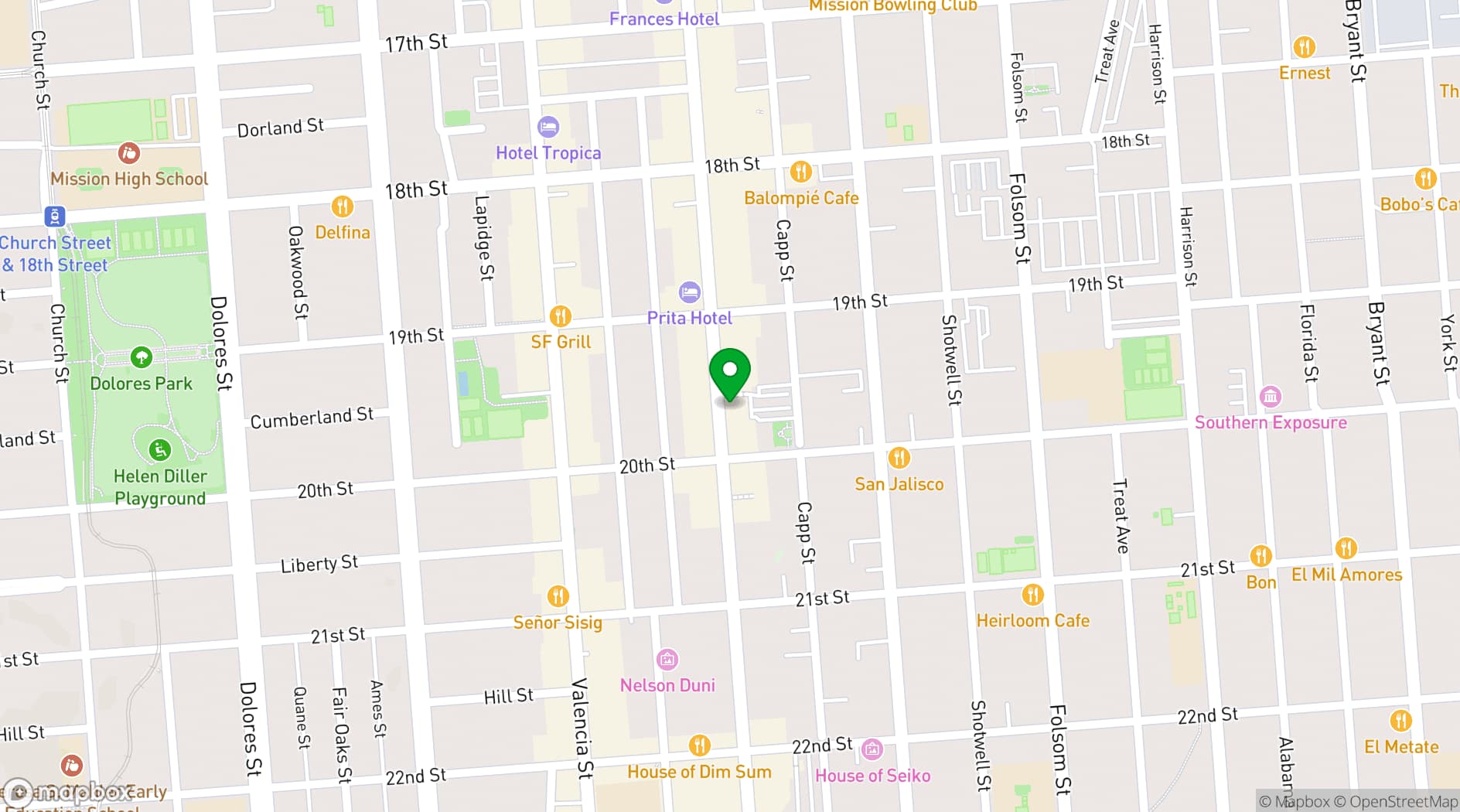 Map showing El Capitan Hotel