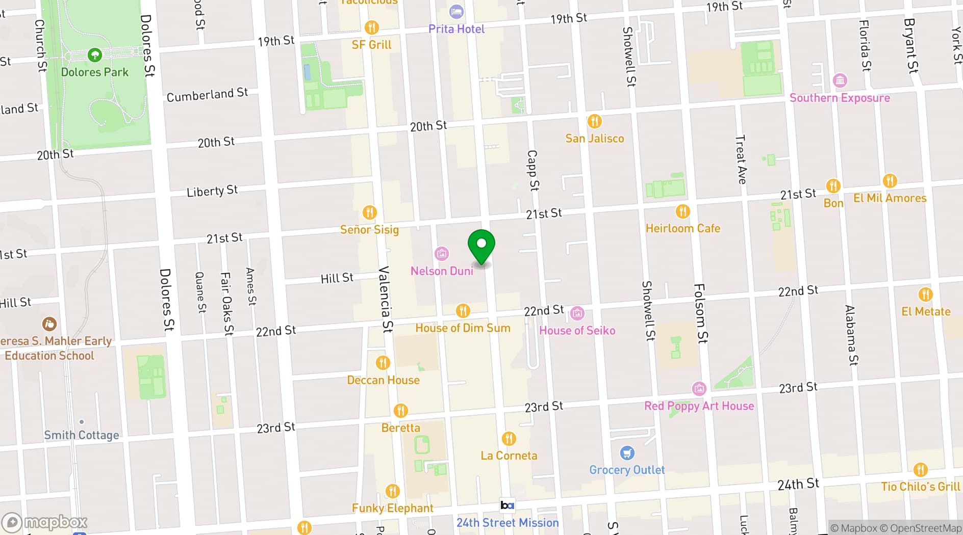 Map showing Alamo Drafthouse New Mission