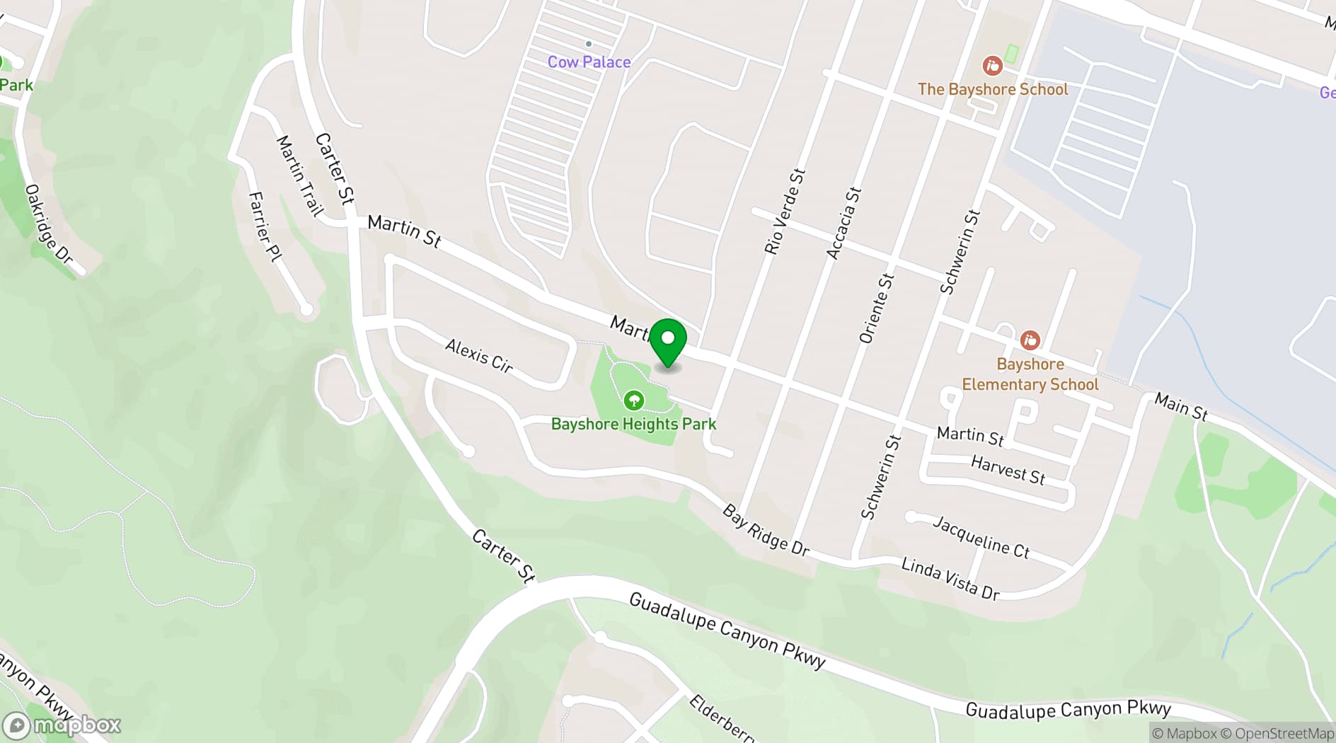 Map showing Bayshore Community Center