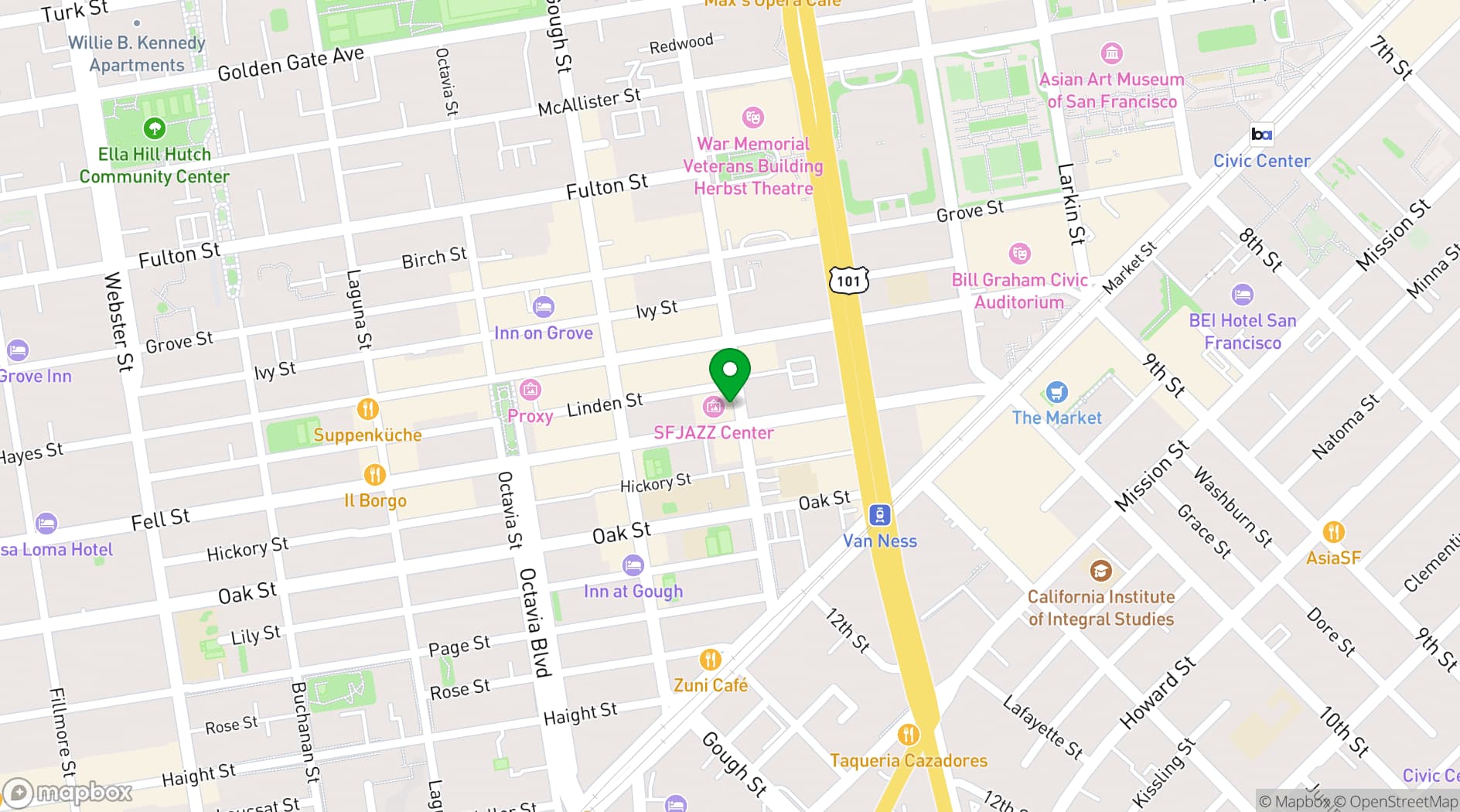 Map showing SFJAZZ