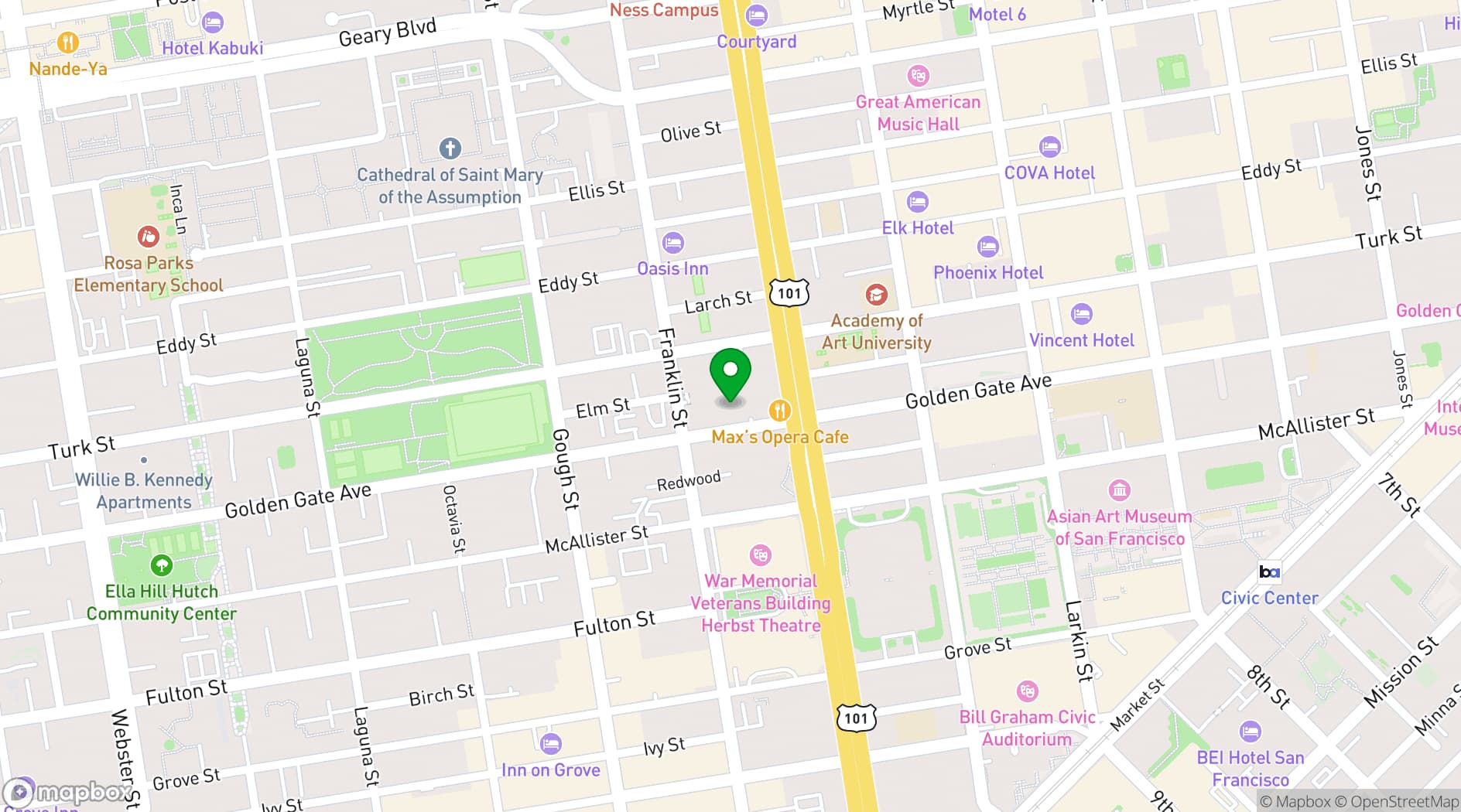 Map showing Landmark Opera Plaza Cinema