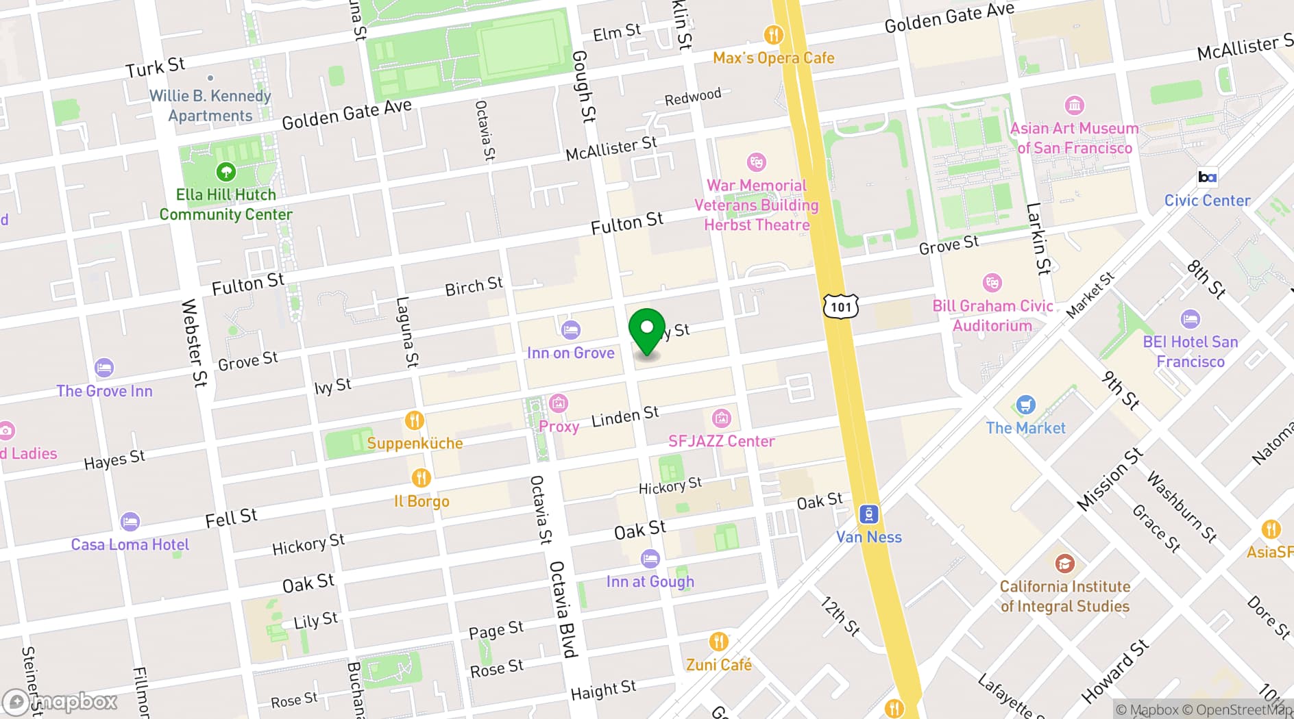 Map showing Absinthe Brasserie & Bar