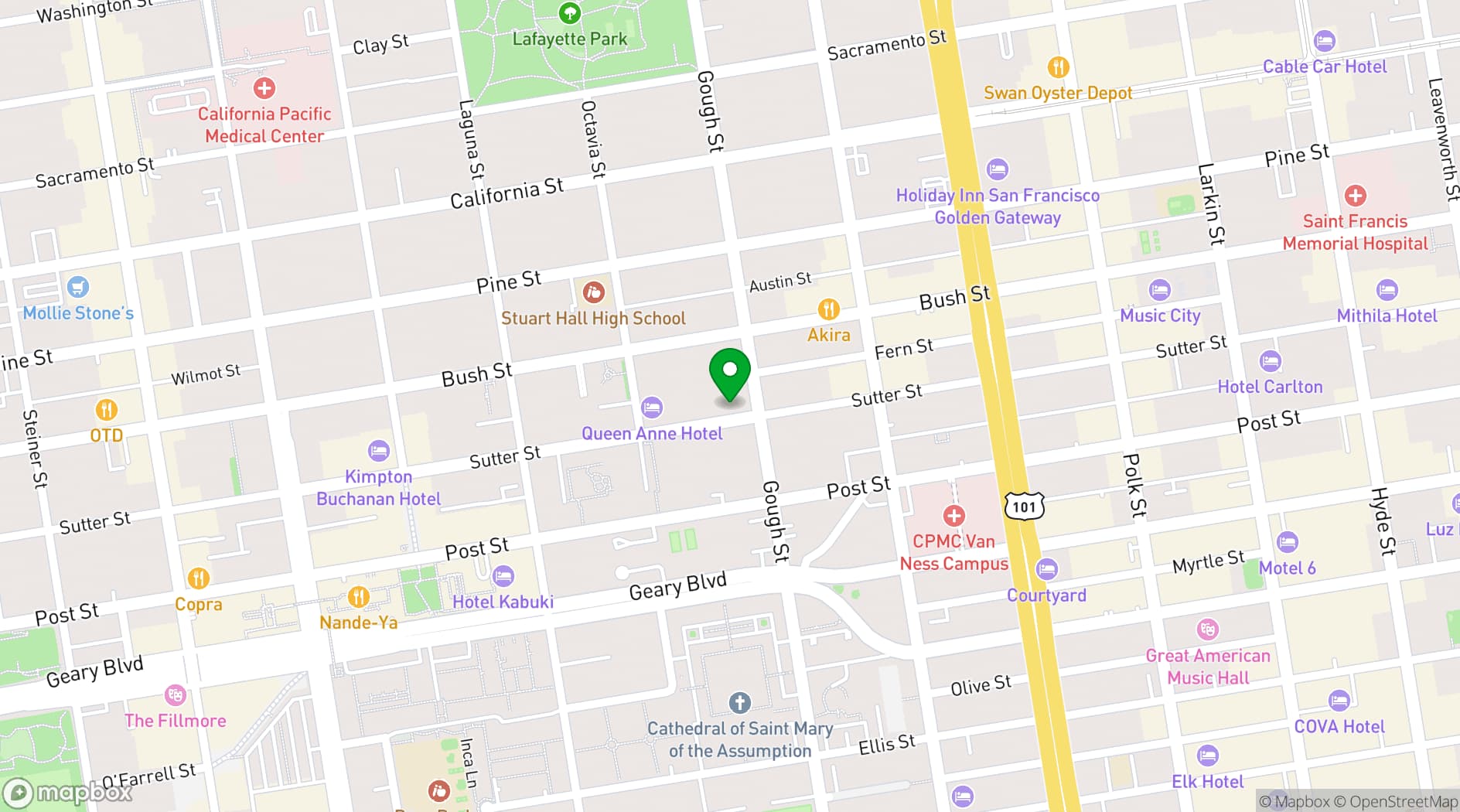 Map showing The Hotel Majestic