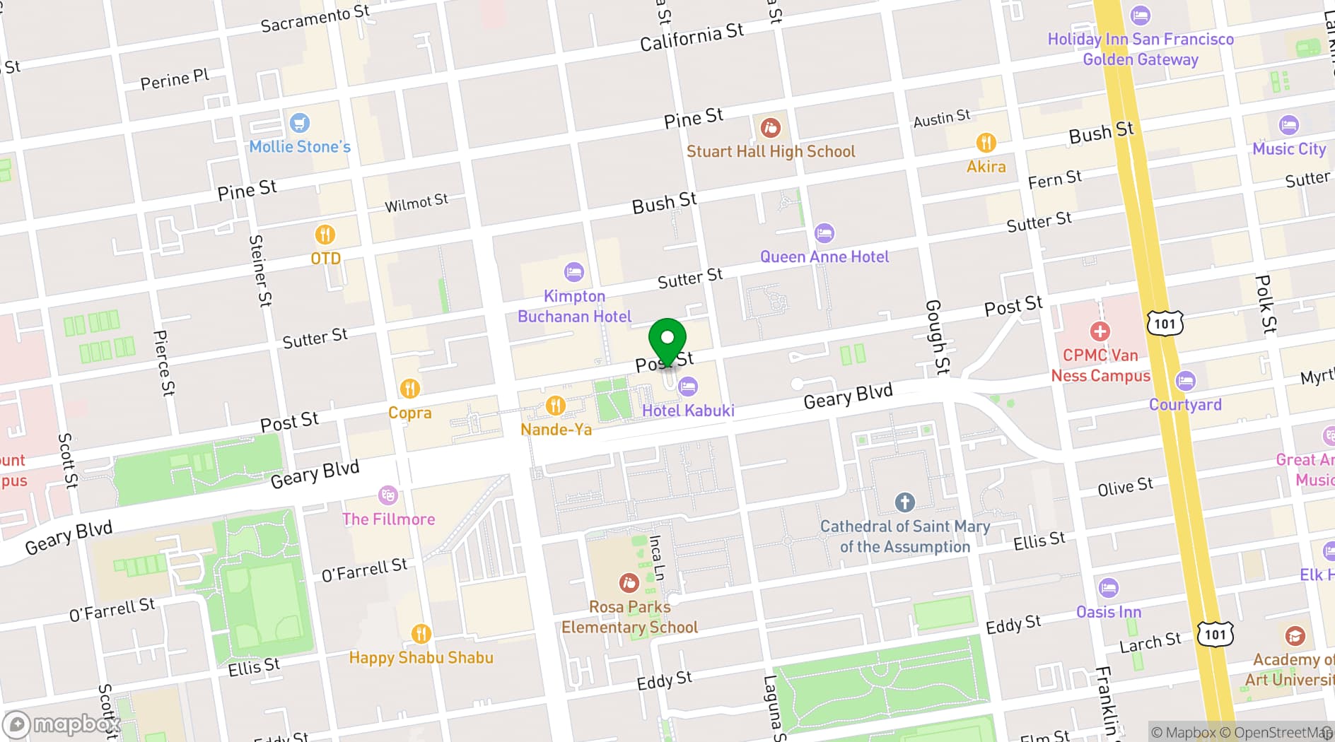 Map showing Hotel Kabuki