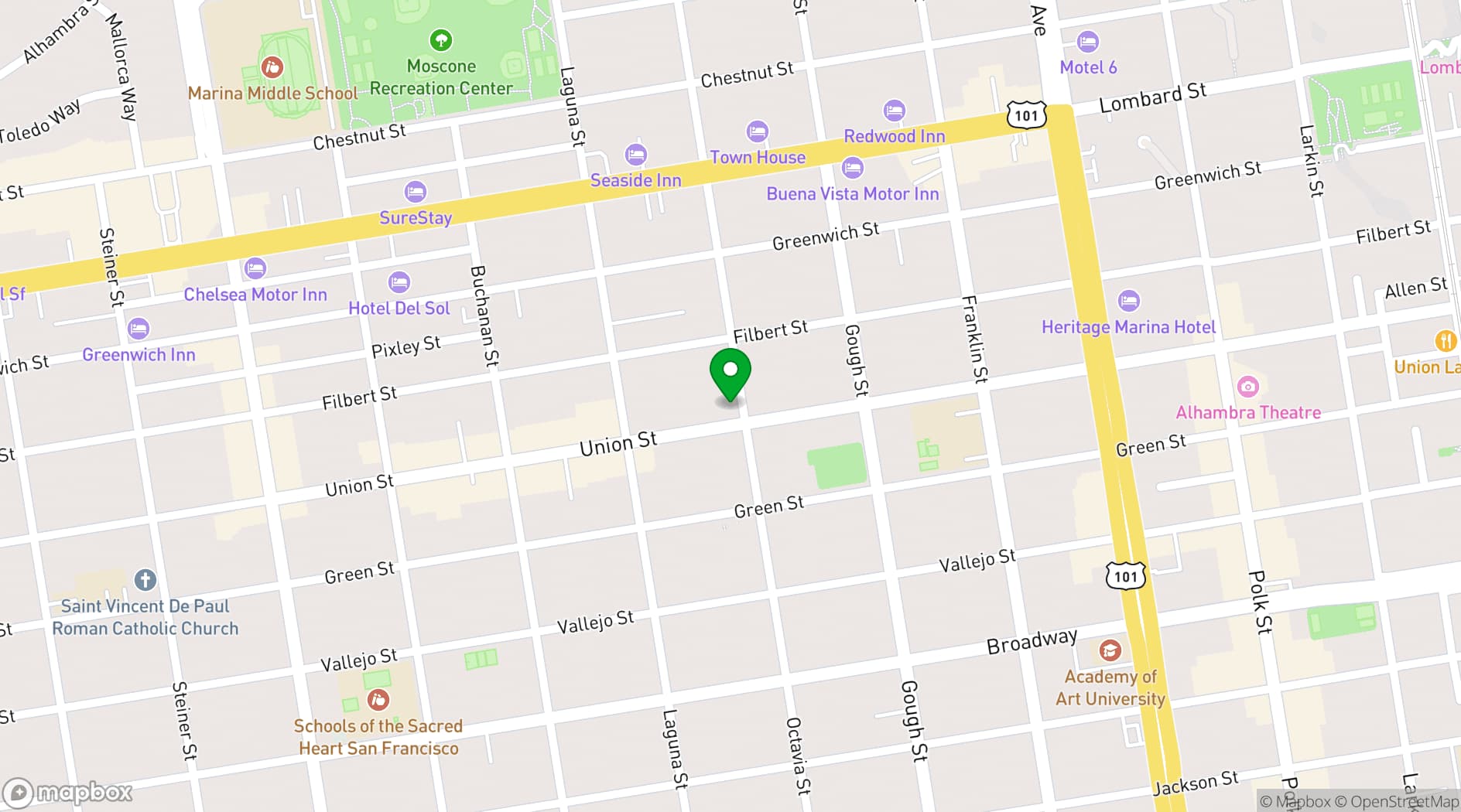 Map showing Union Street Festival Food and Drinks