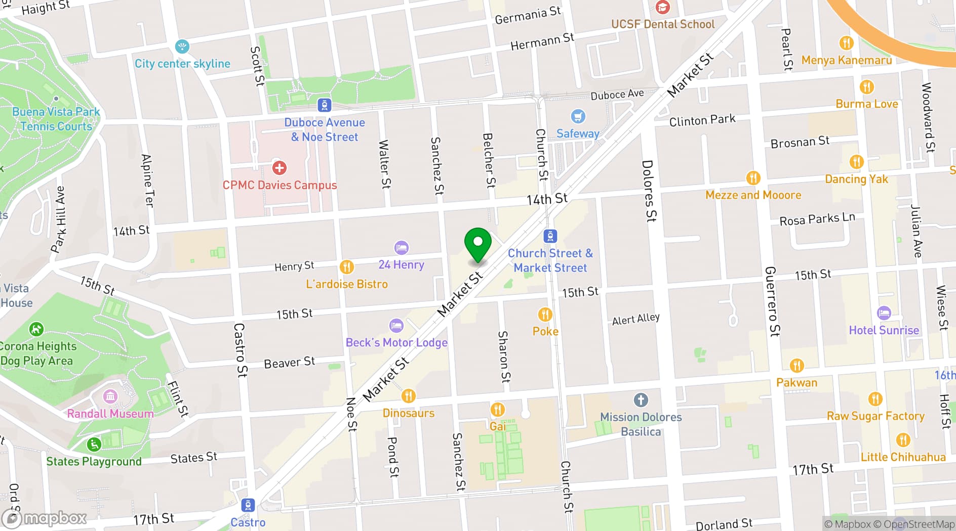 Map showing Cafe du Nord