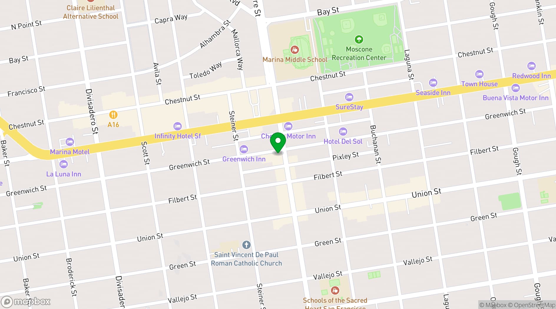 Map showing Balboa Cafe