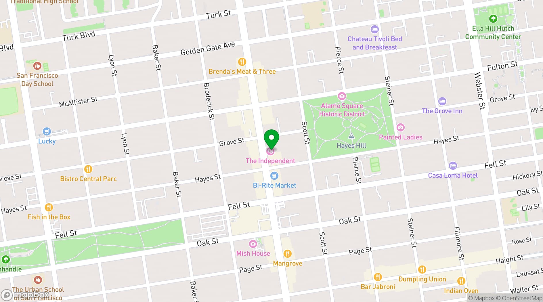 Map showing The Independent SF