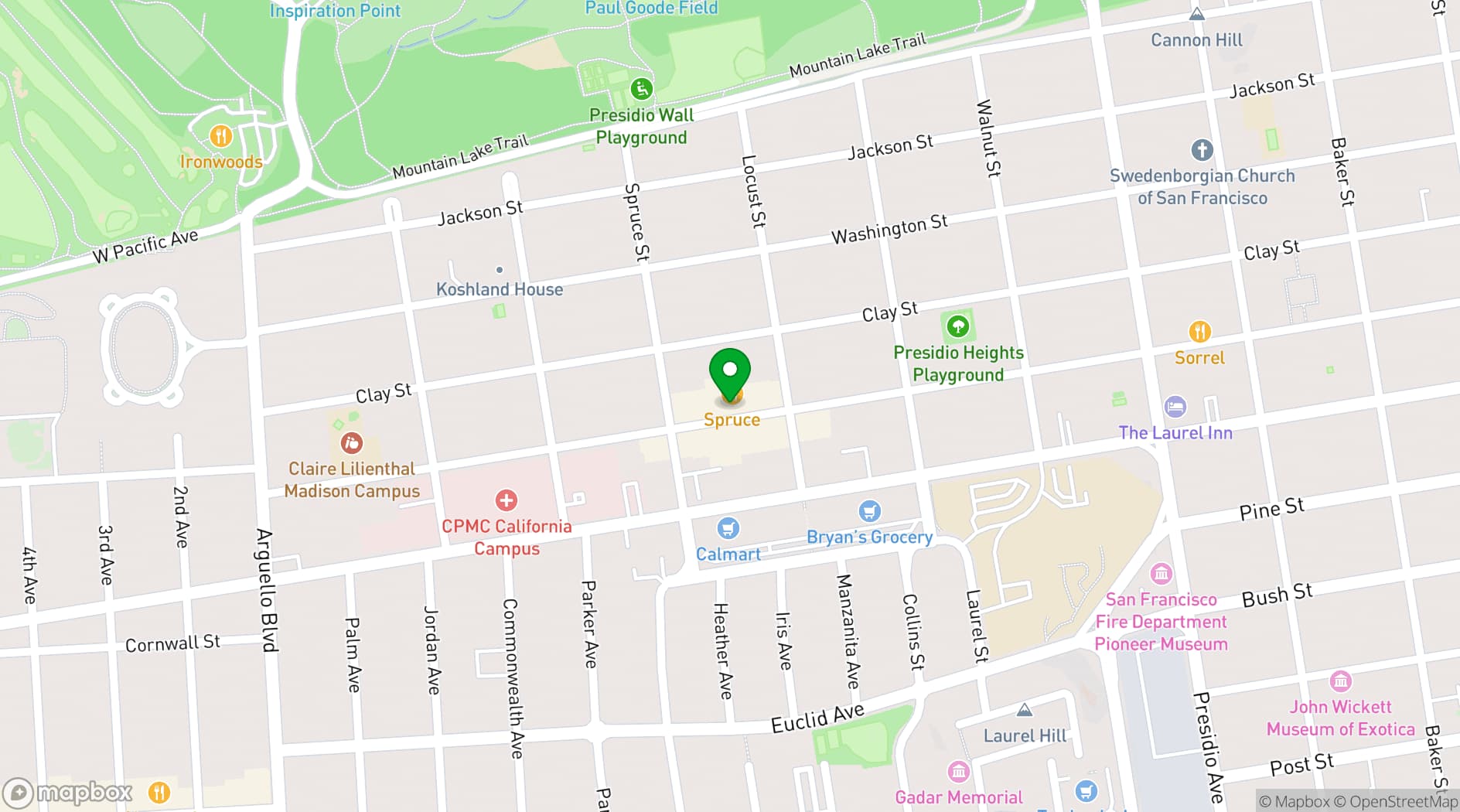Map showing Spruce