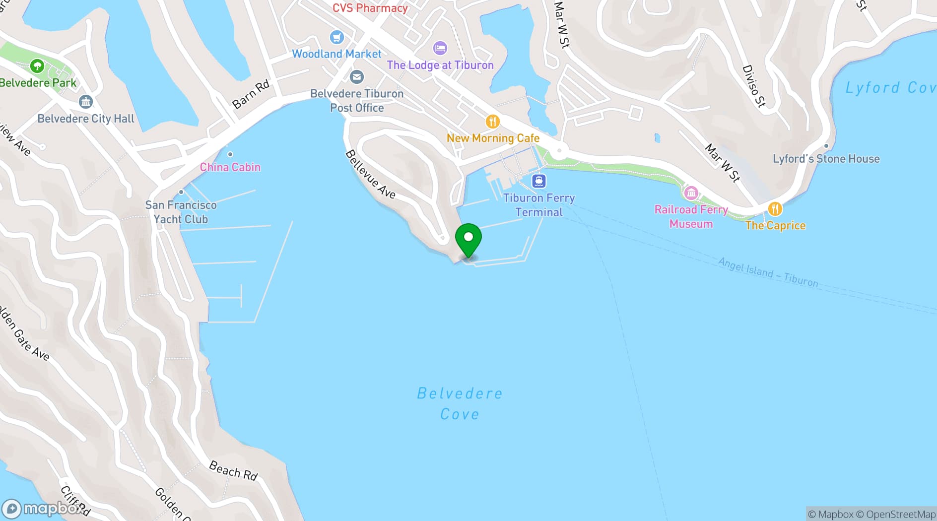 Map showing Corinthian Yacht Club