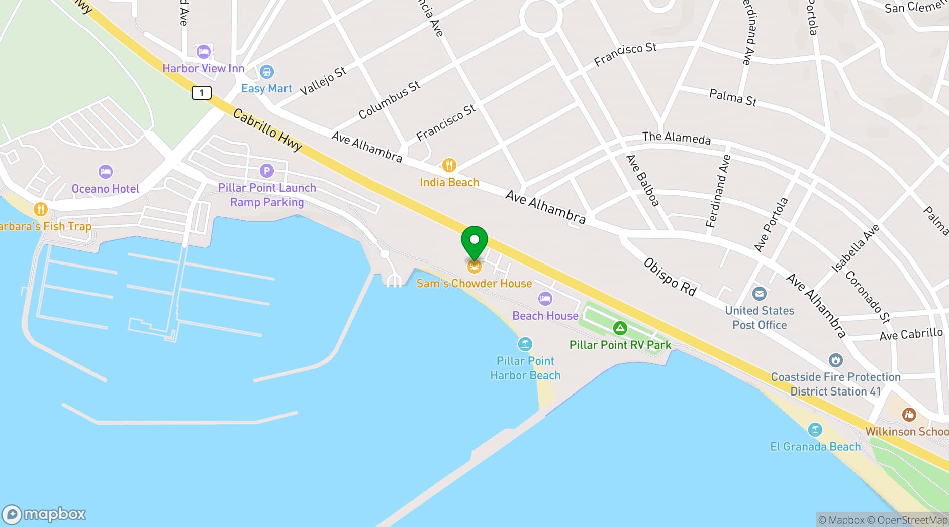 Map showing Sam's Chowder House