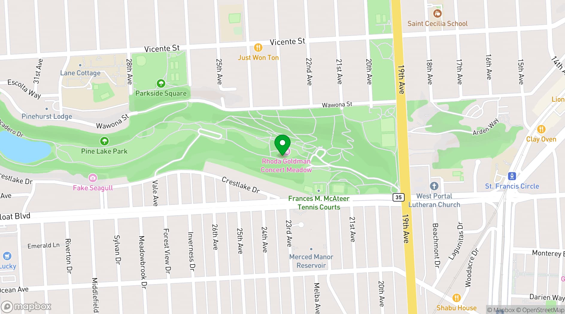 Map showing Stern Grove Festival