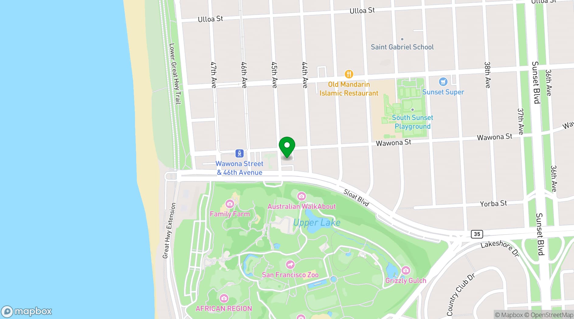Map showing United Irish Cultural Center of San Francisco