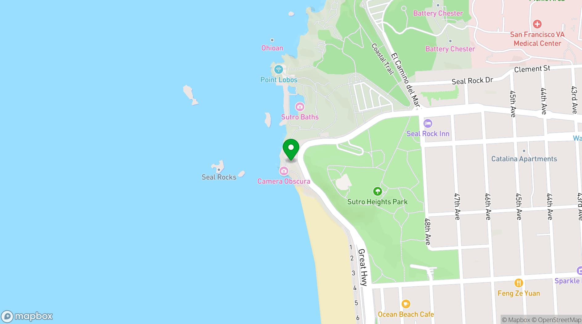 Map showing Cliff House