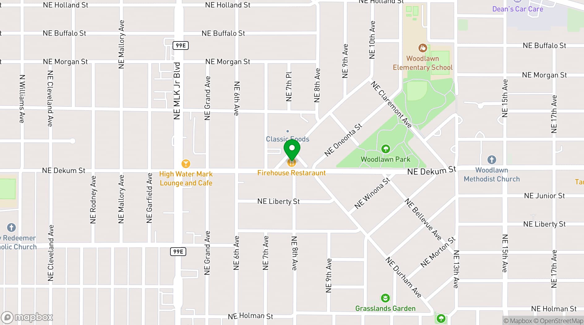 Map showing Firehouse Restaurant
