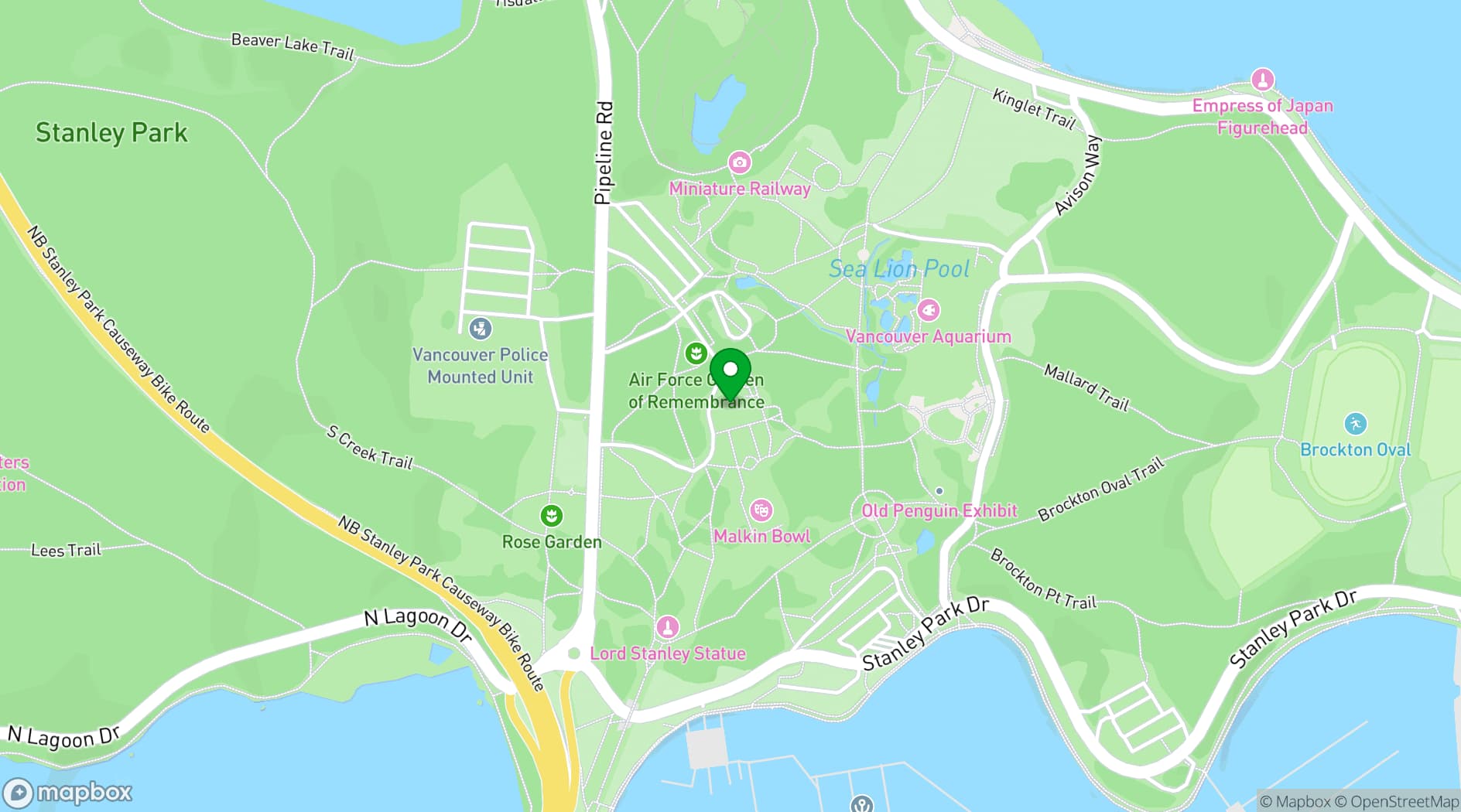 Map showing Stanley Park Pavilion