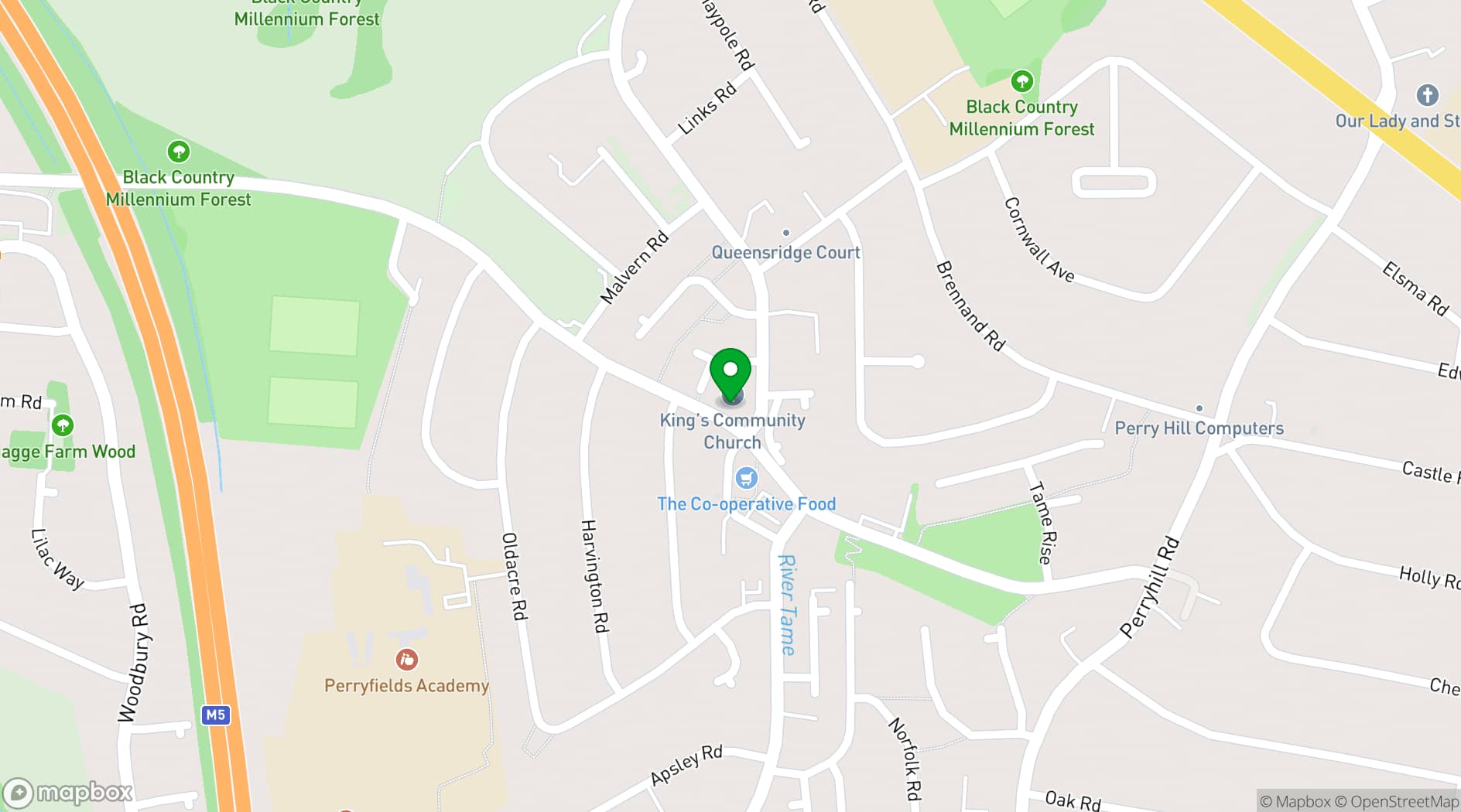Map showing The Oak Tree Centre